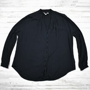 Black drapey & gauzy button shirt top Women's size large western whimsigoth boho